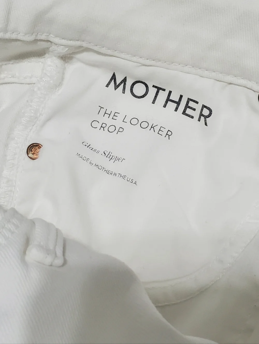 MOTHER The Looker Crop Jeans Glass Slipper White 28 Waist